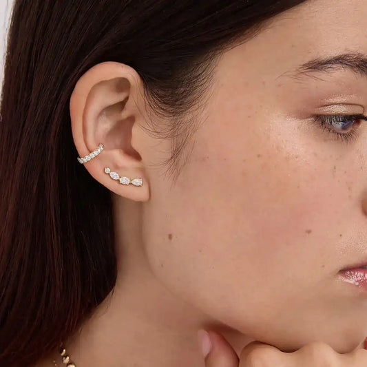Multi Diamond Climbing Earrings