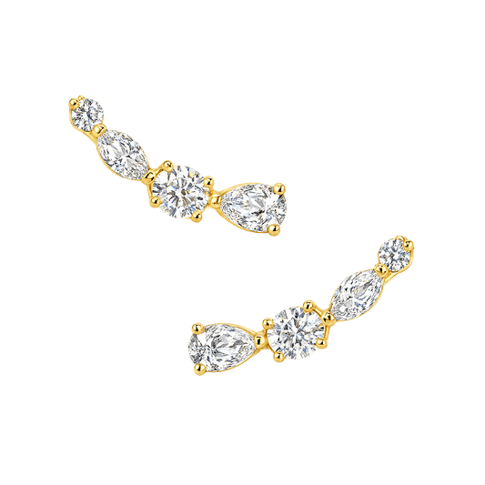 Multi Diamond Climbing Earrings