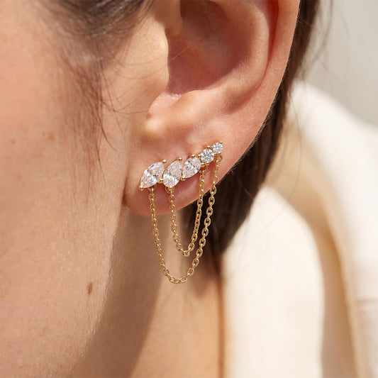 Multi Diamond Chain Earrings