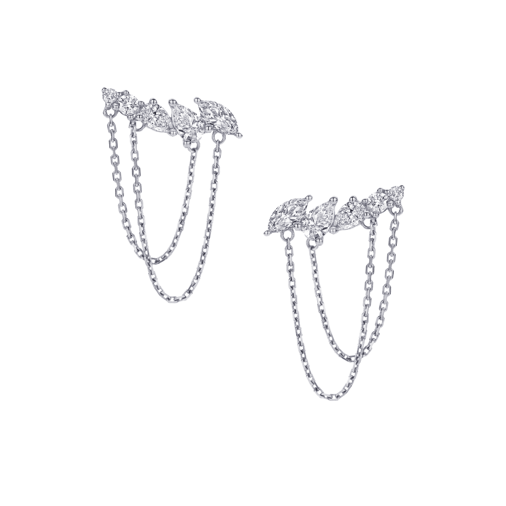 Multi Diamond Chain Earrings