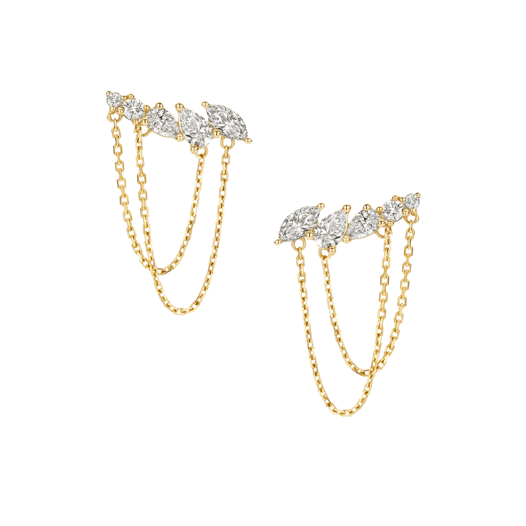 Multi Diamond Chain Earrings