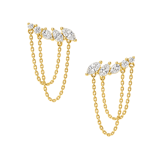 Multi Diamond Chain Earrings