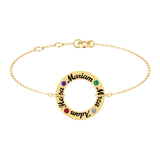 Family Circle Birthstones Silver Bracelet