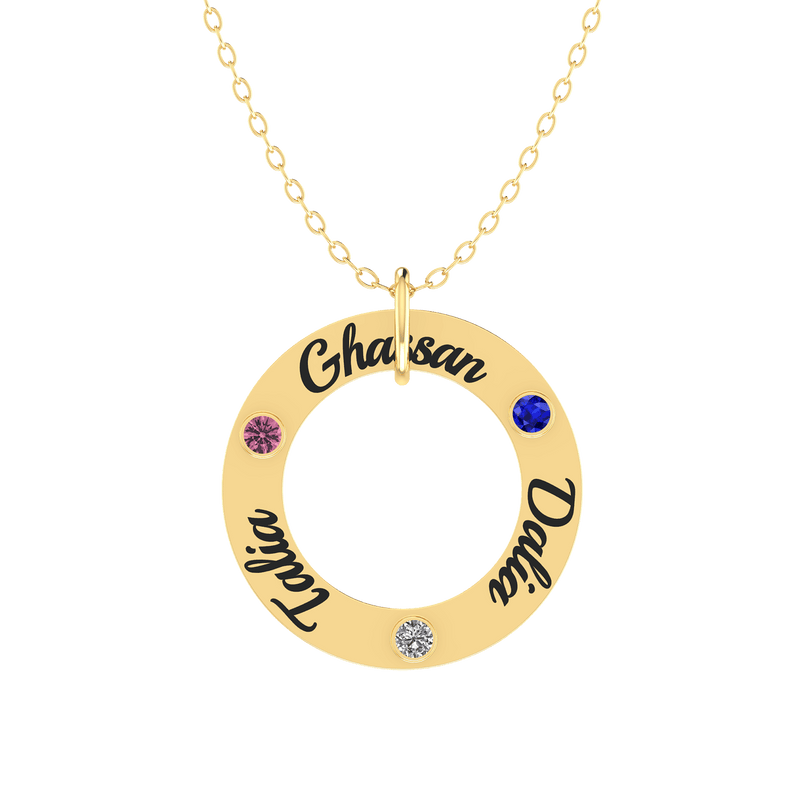 Family Circle Birthstones Gold 18K Necklace