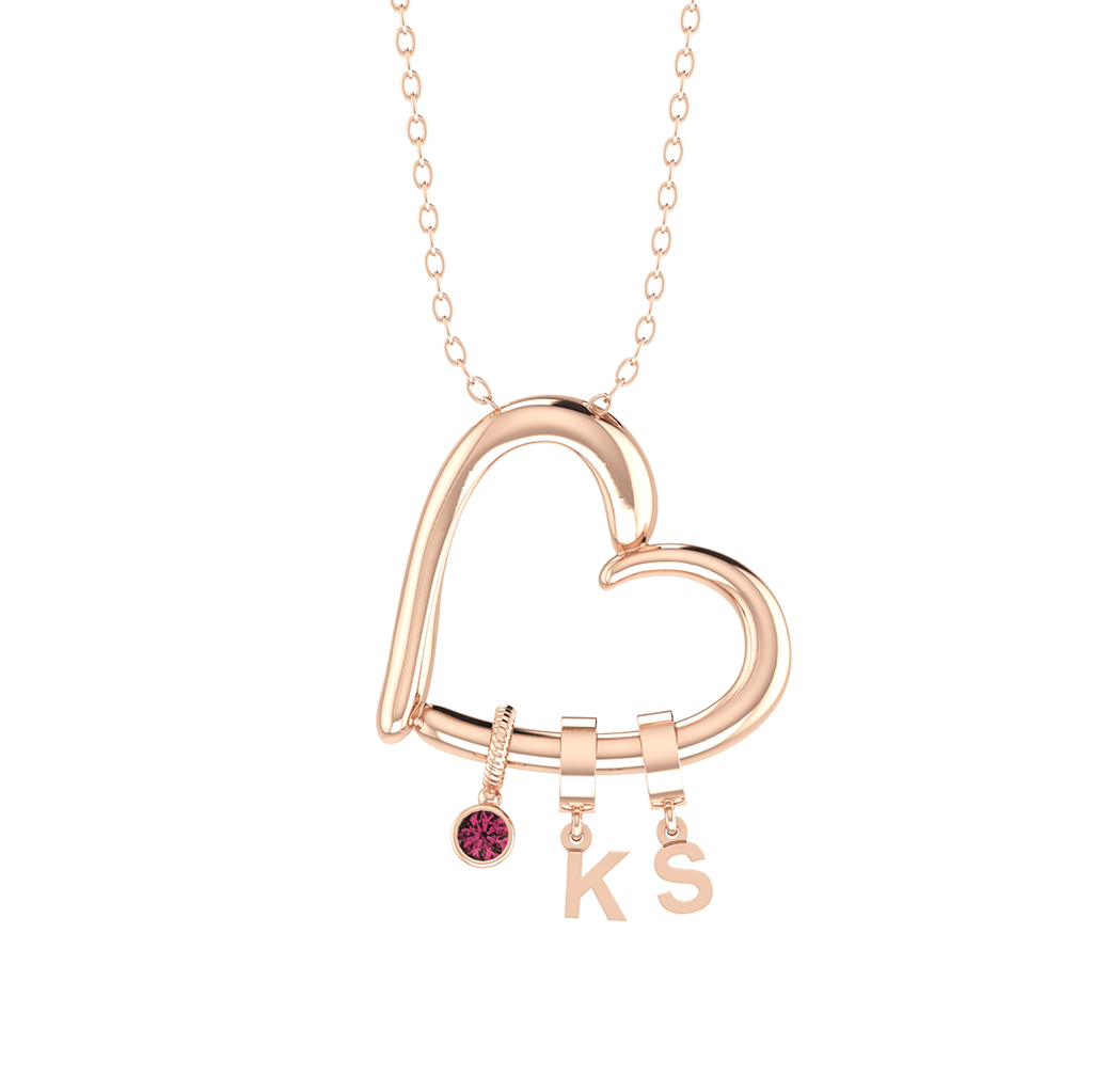 Love Heart Drop Initials Necklace