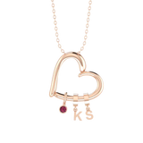 Love Heart Drop Initials Necklace