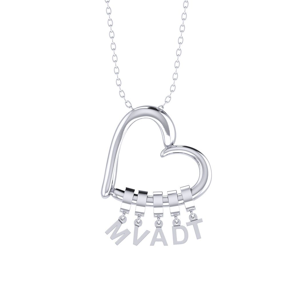 Love Heart Drop Initials Necklace