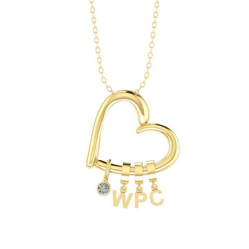 Love Heart Drop Initials Necklace