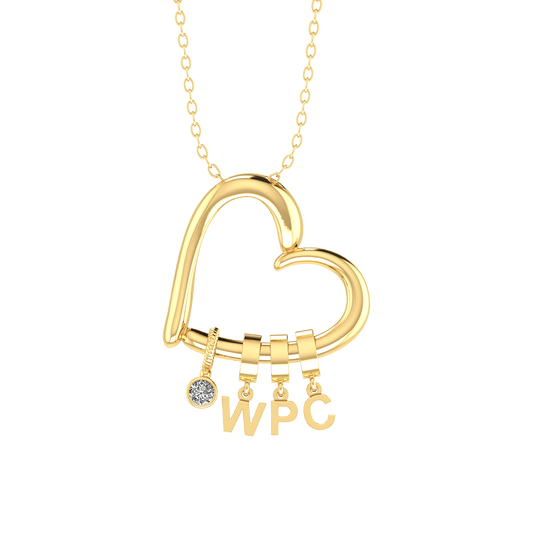 Love Heart Drop Initials Necklace