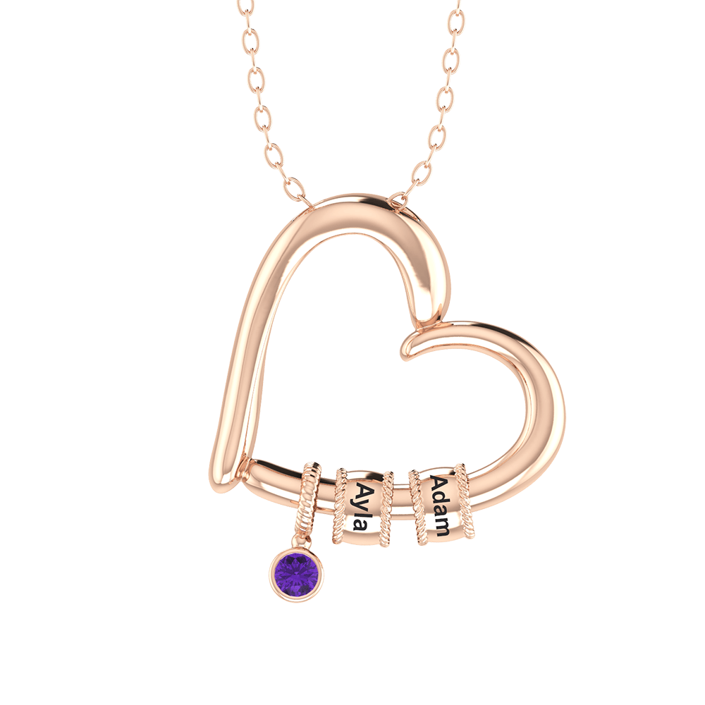 Love Heart Name Rings Necklace