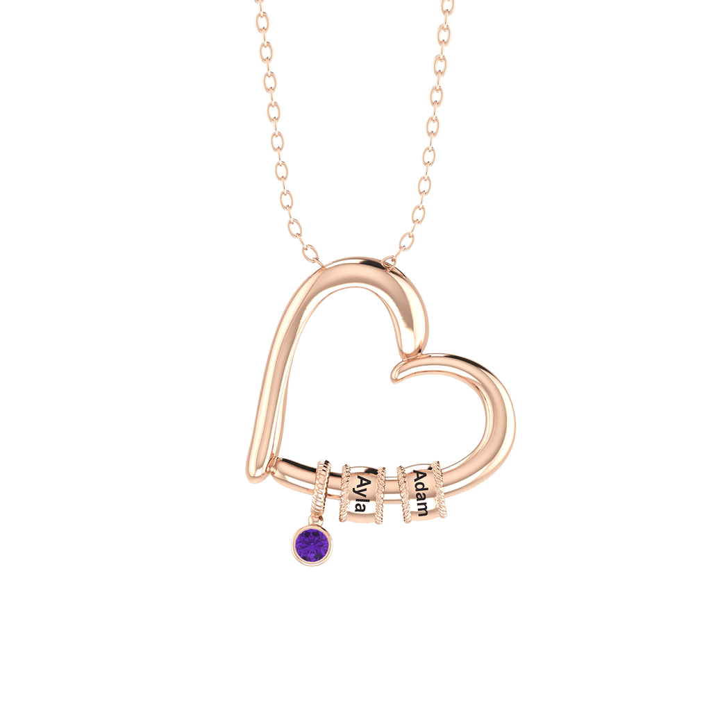 Love Heart Name Rings Necklace