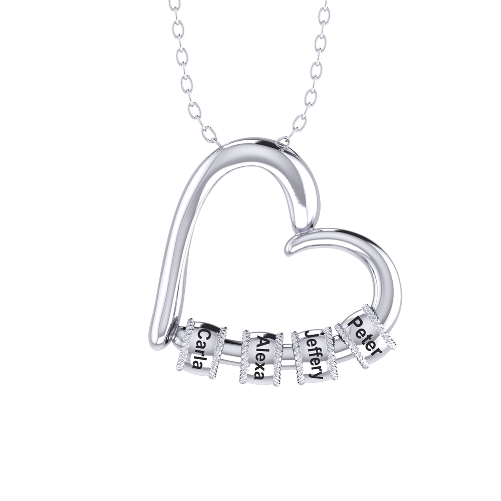 Love Heart Name Rings Necklace