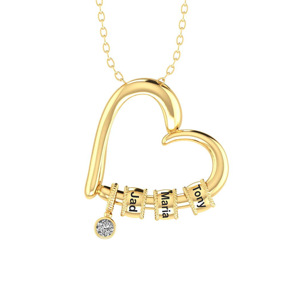 Love Heart Name Rings Necklace