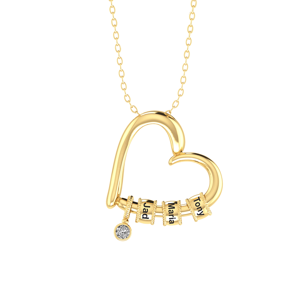Love Heart Name Rings Necklace