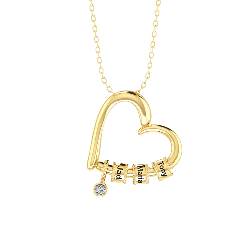 Love Heart Name Rings Necklace