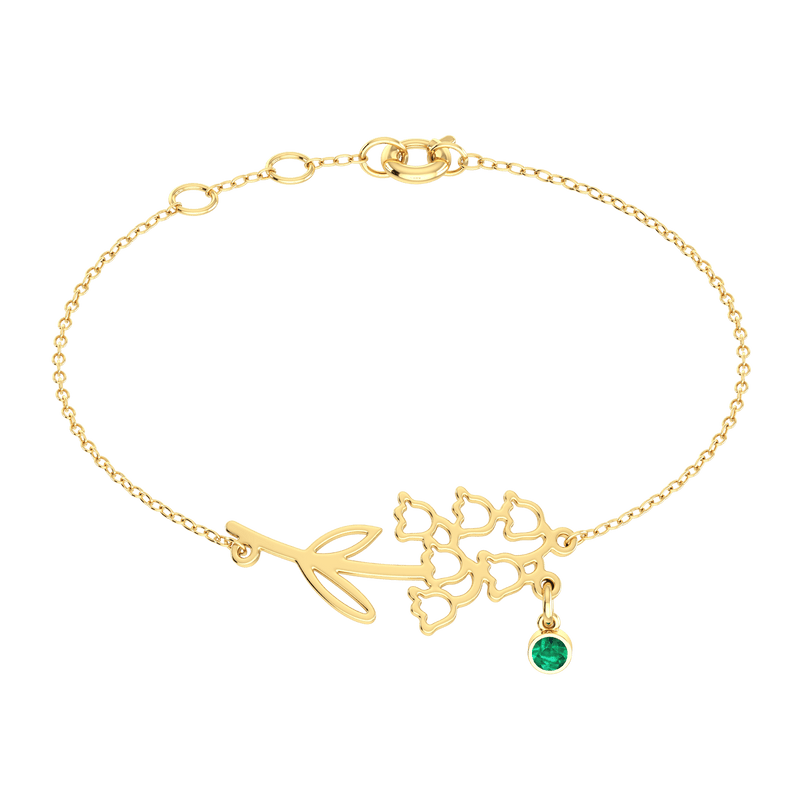 Birth Flower Birthstone Gold 18K Bracelet