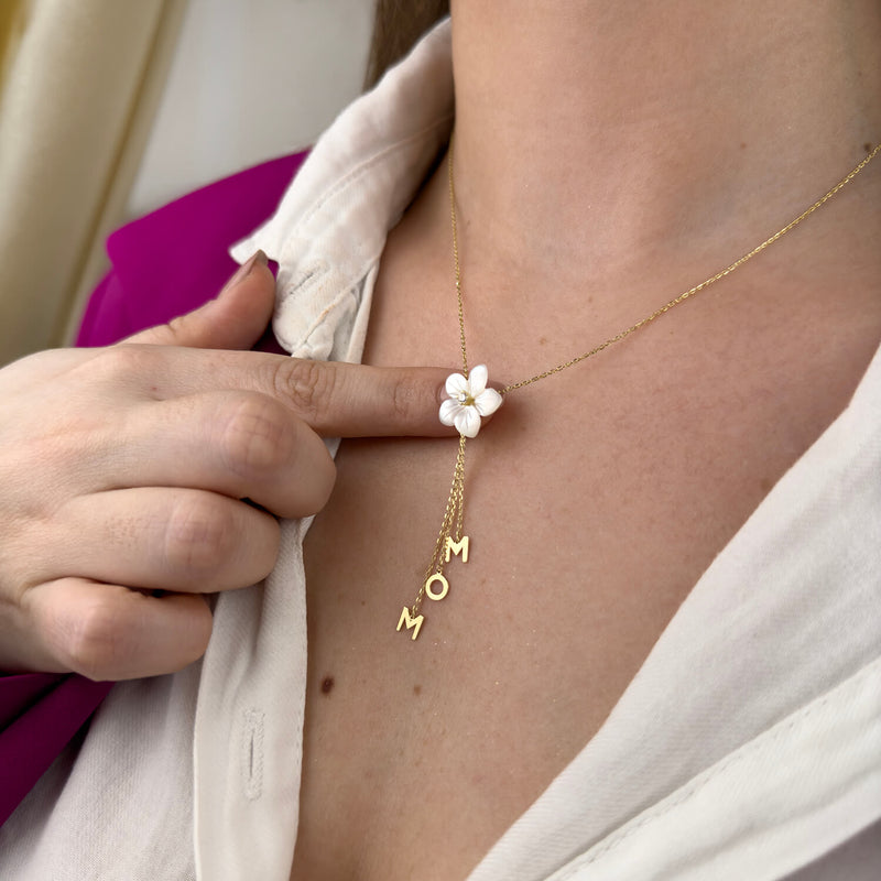 MOM Pearl Flower Gold 18K Necklace