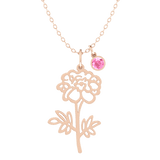 Birth Flower Birthstone Necklace