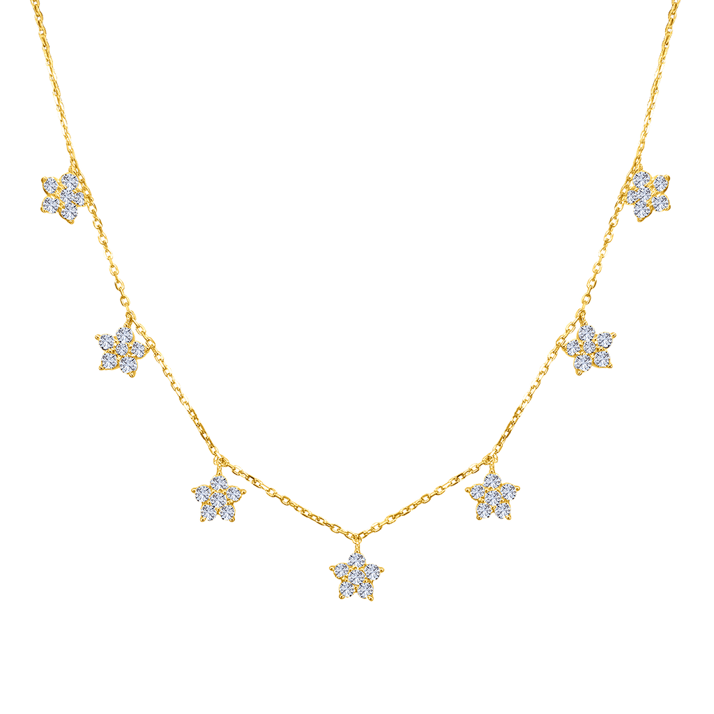 Flower Round Diamond Necklace