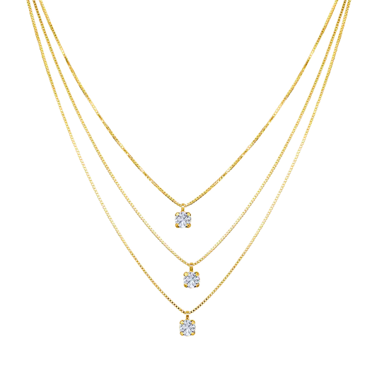 Droplet Layer Diamond Necklace