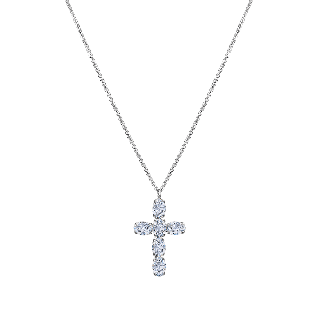 Cross Oval Diamond Necklace