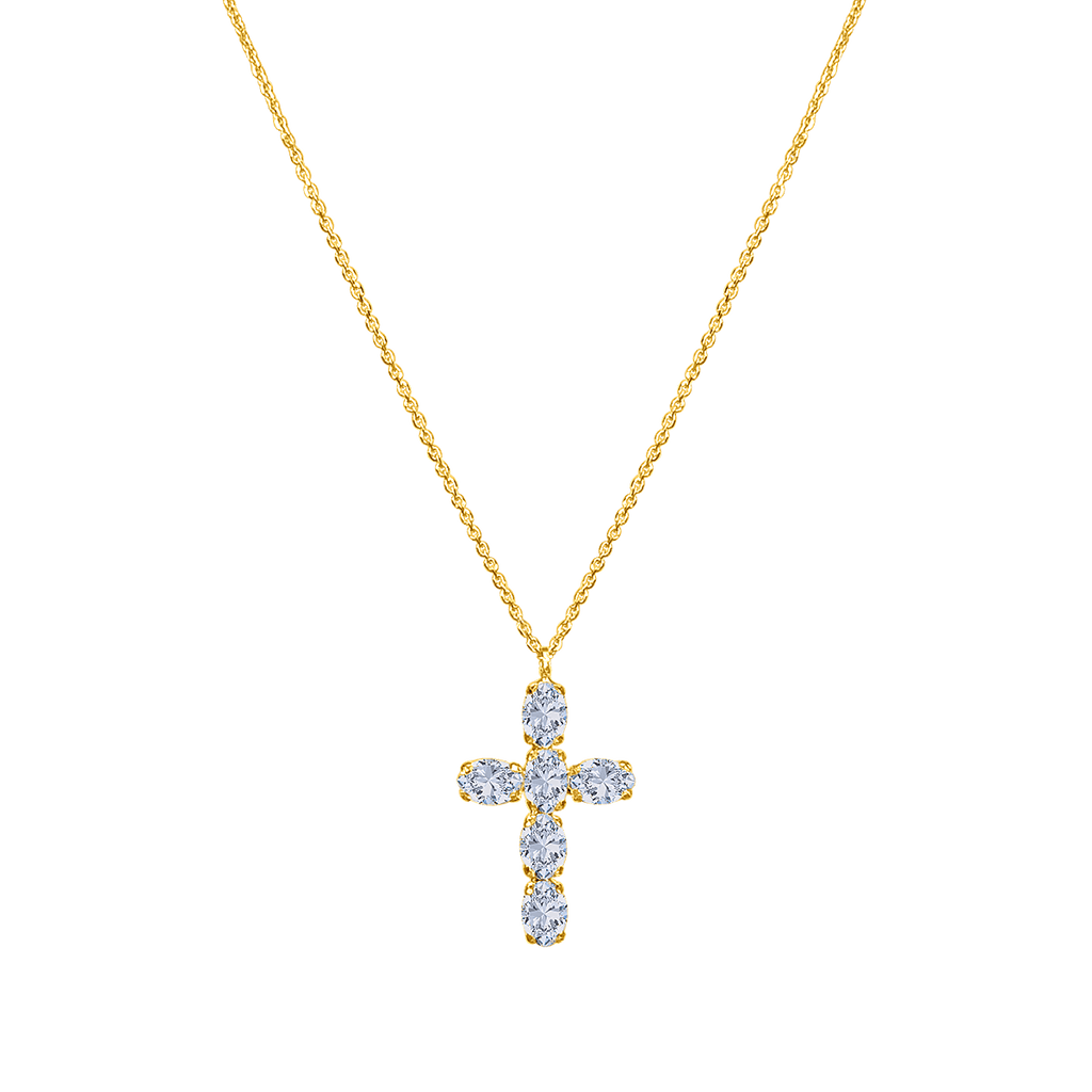 Cross Oval Diamond Necklace