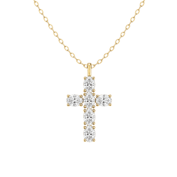 Cross Oval Diamond Necklace