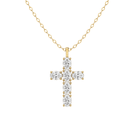 Cross Oval Diamond Necklace