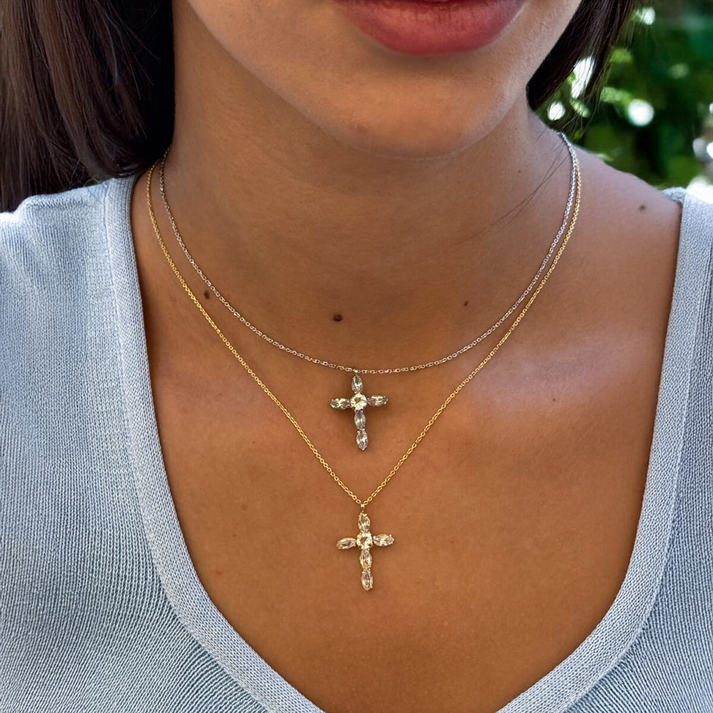 Cross Marquise Diamond Necklace