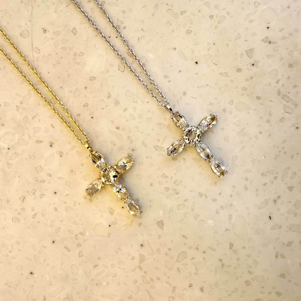 Cross Marquise Diamond Necklace