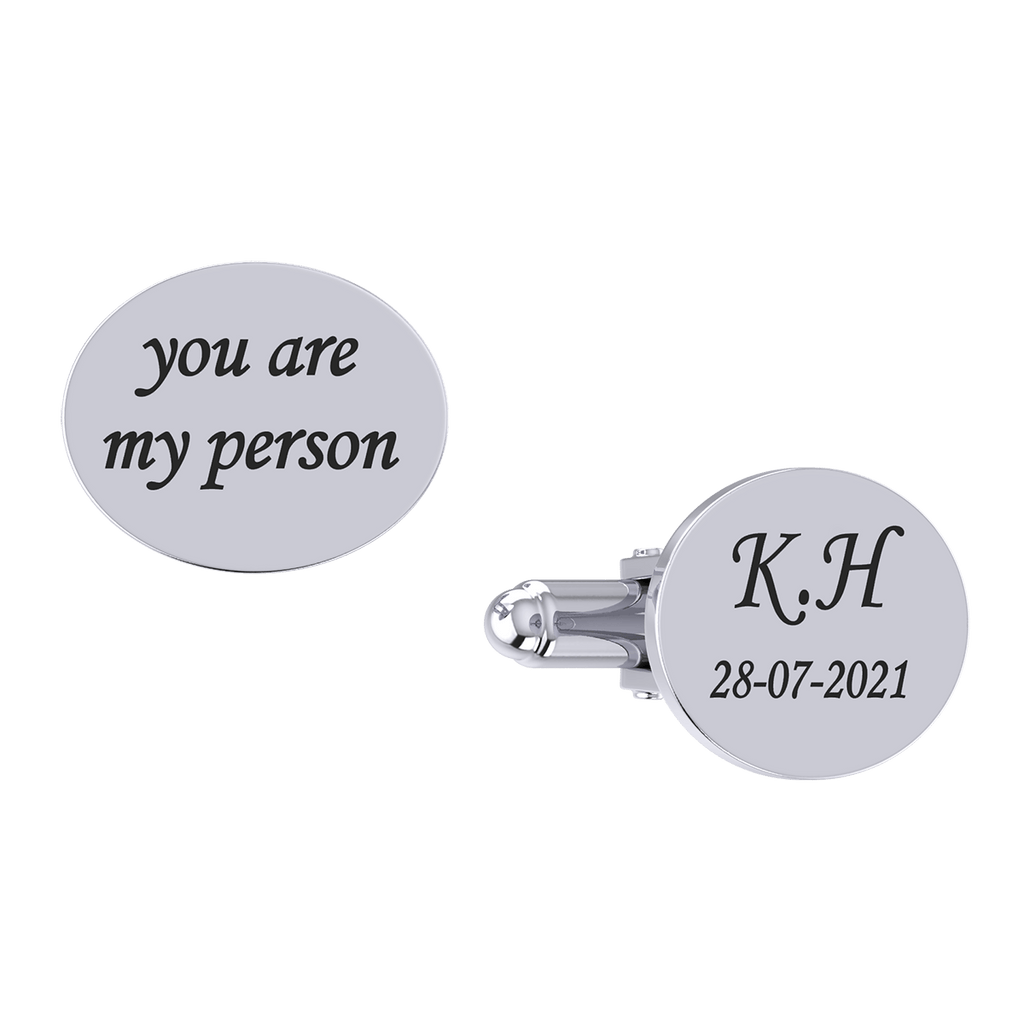 Oval Initials Engraved Cuff Links