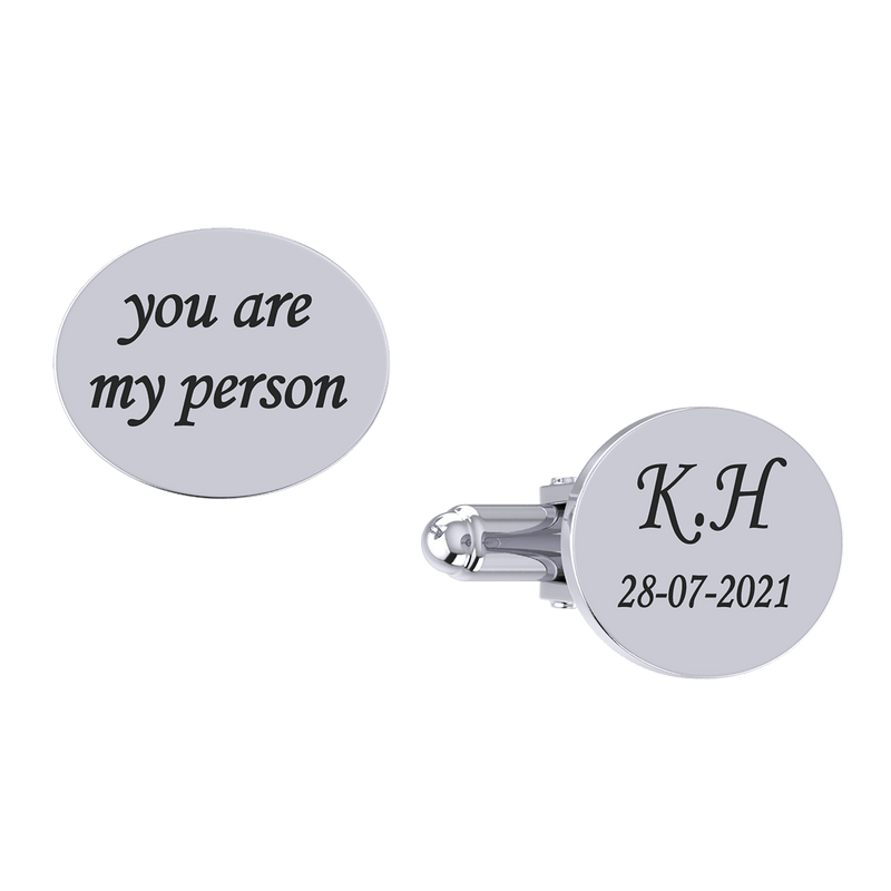 Oval Initials Silver Cuff Links