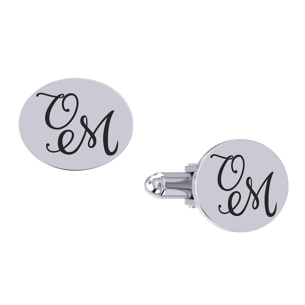 Oval Initials Engraved Cuff Links