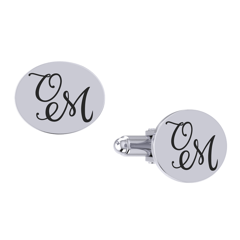 Oval Initials Silver Cuff Links