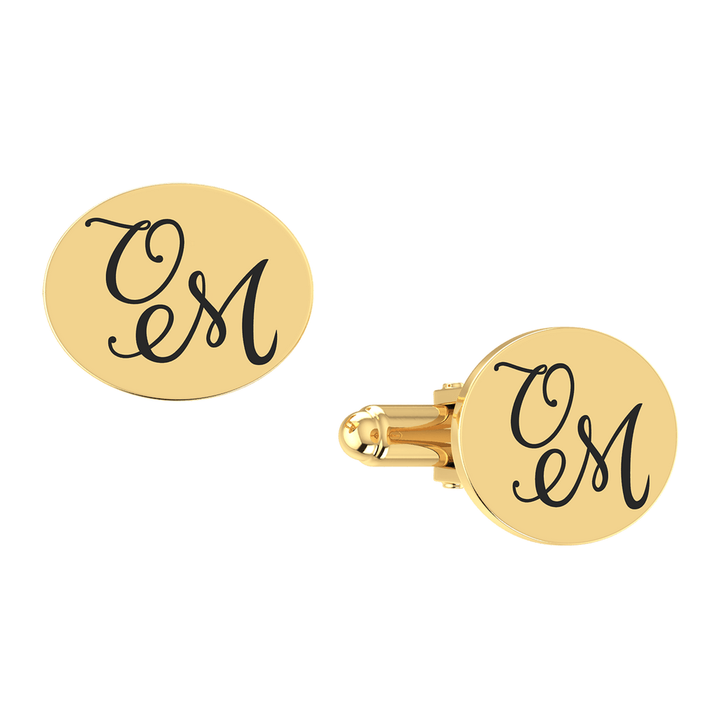Oval Initials Engraved Cuff Links