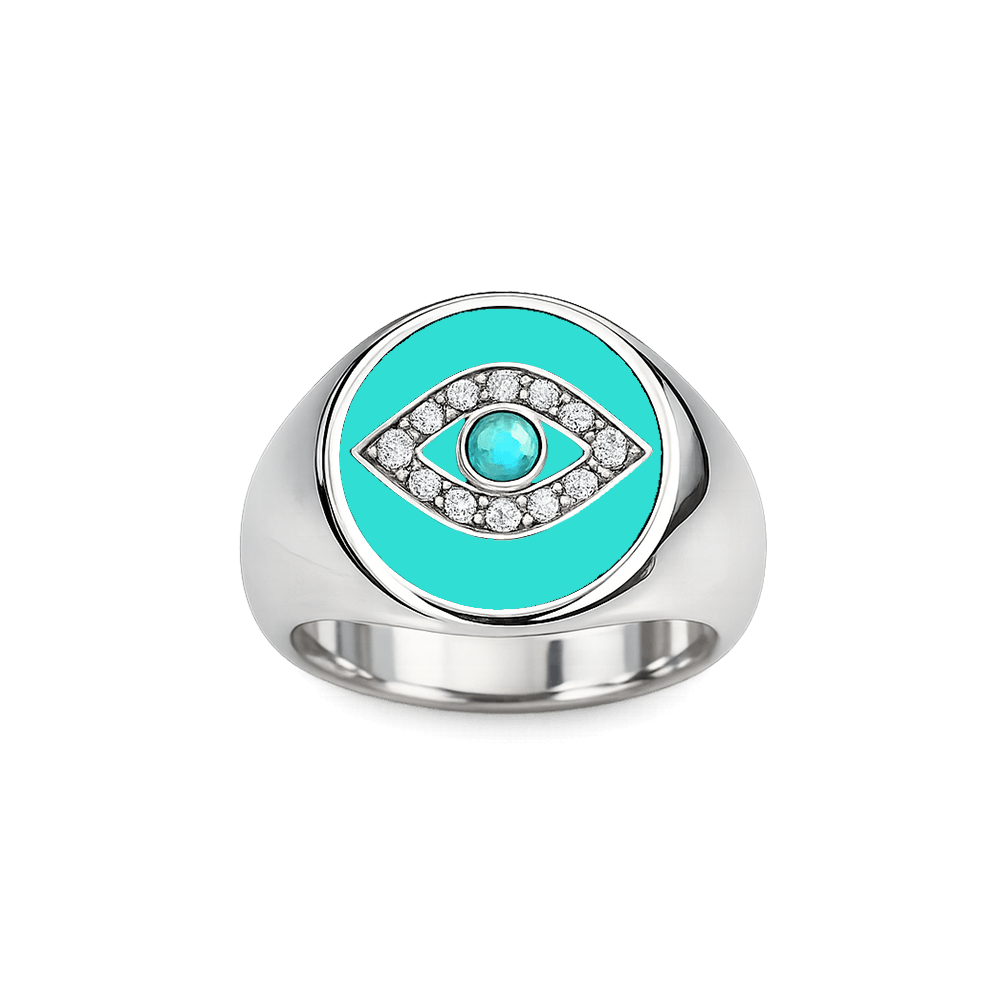 Evil Eye Signet Pinky Ring