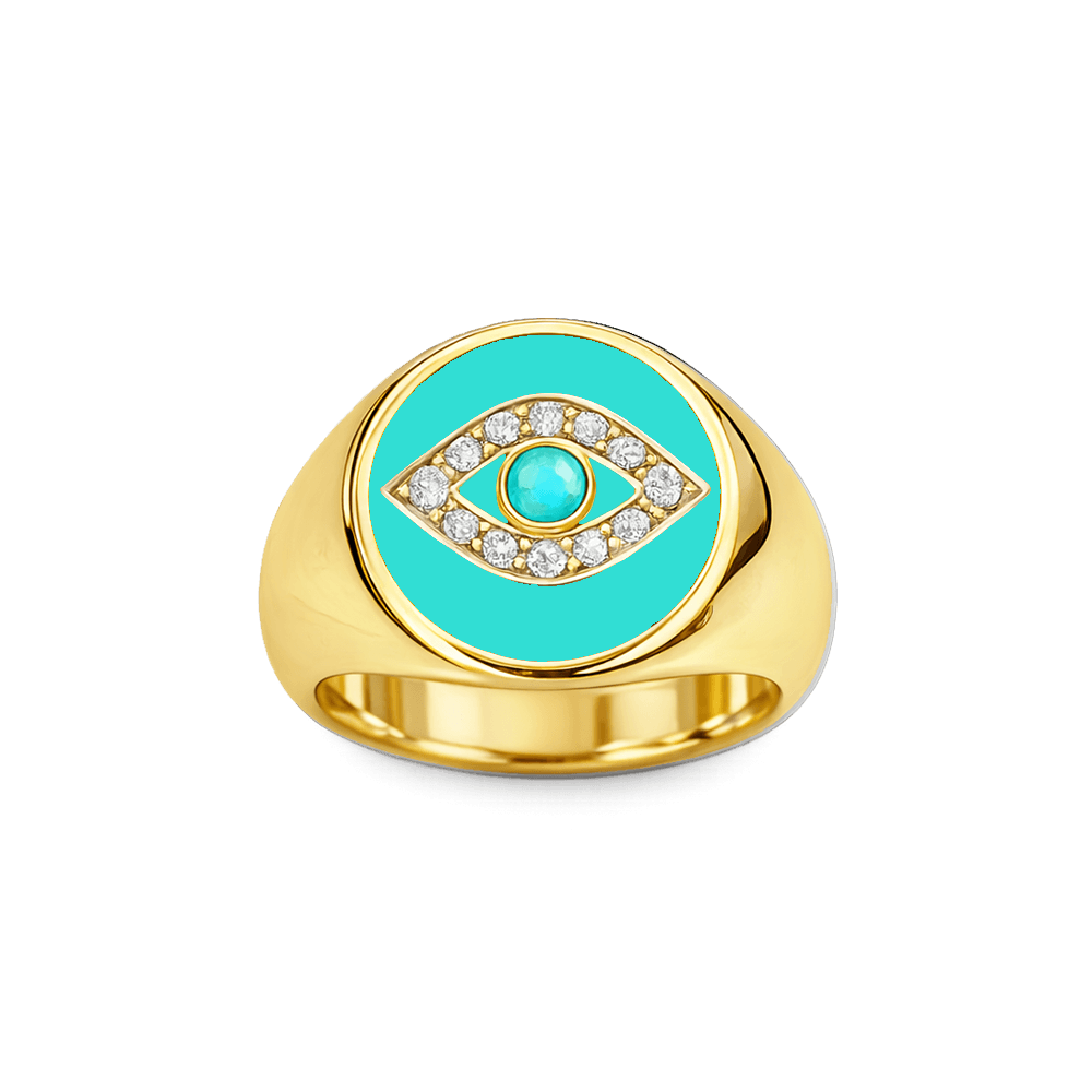 Evil Eye Signet Pinky Ring