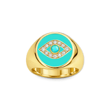 Evil Eye Signet Pinky Ring