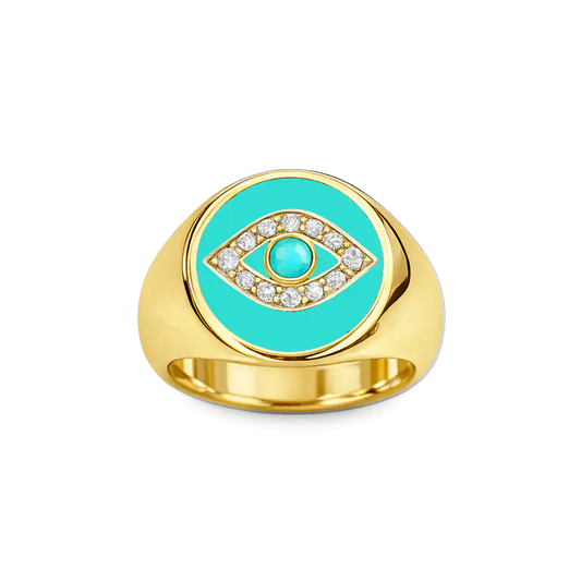 Evil Eye Signet Pinky Ring