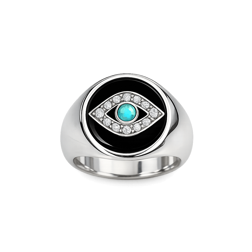 Evil Eye Signet Pinky Ring