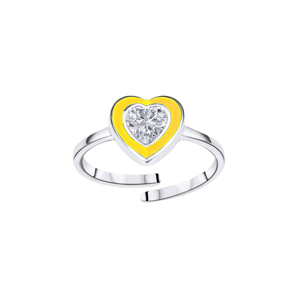 Heart Diamond Enamel Ring