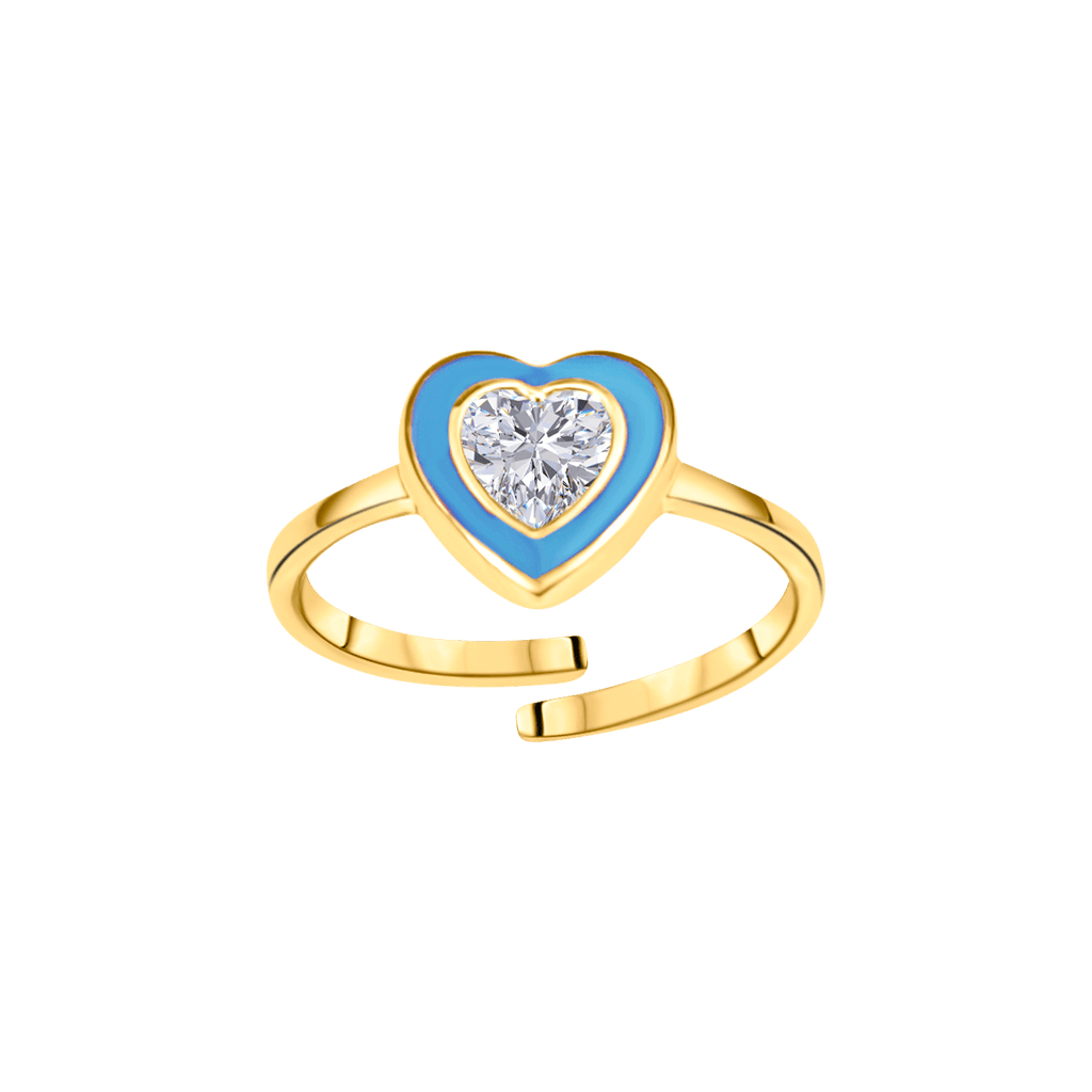 Heart Diamond Enamel Ring