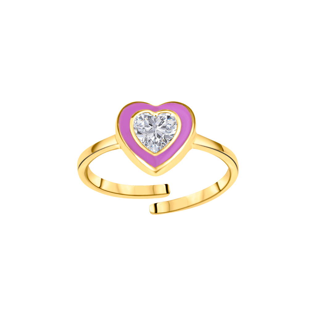 Heart Diamond Enamel Ring