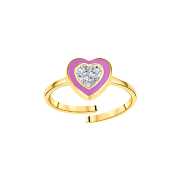 Heart Diamond Enamel Ring