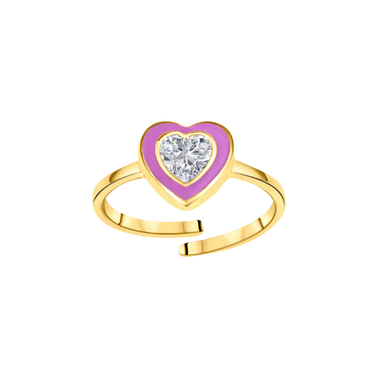 Heart Diamond Enamel Ring