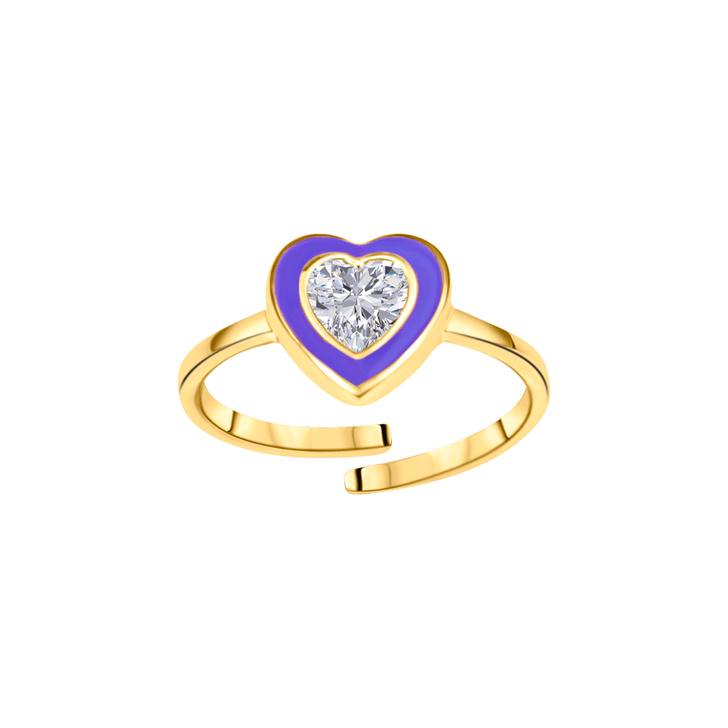 Heart Diamond Enamel Ring