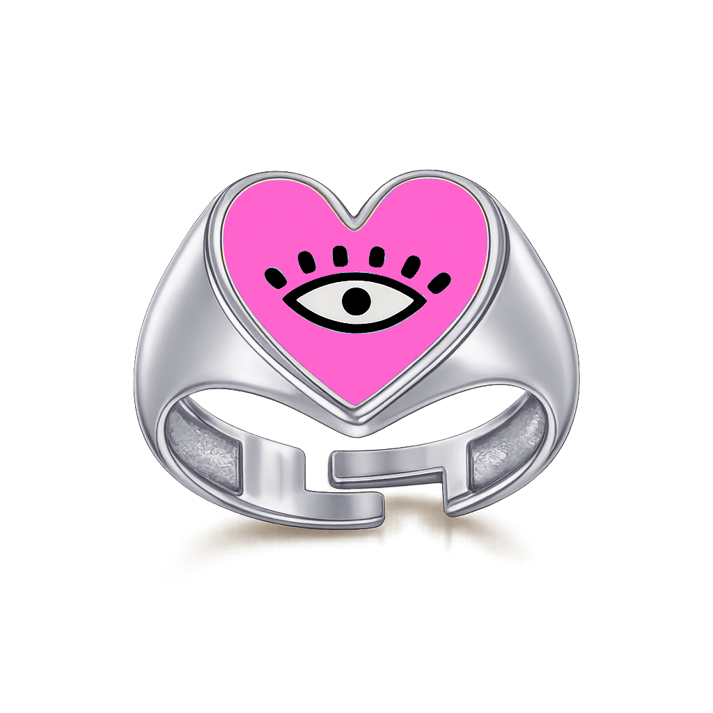 Heart Eye Enamel Ring