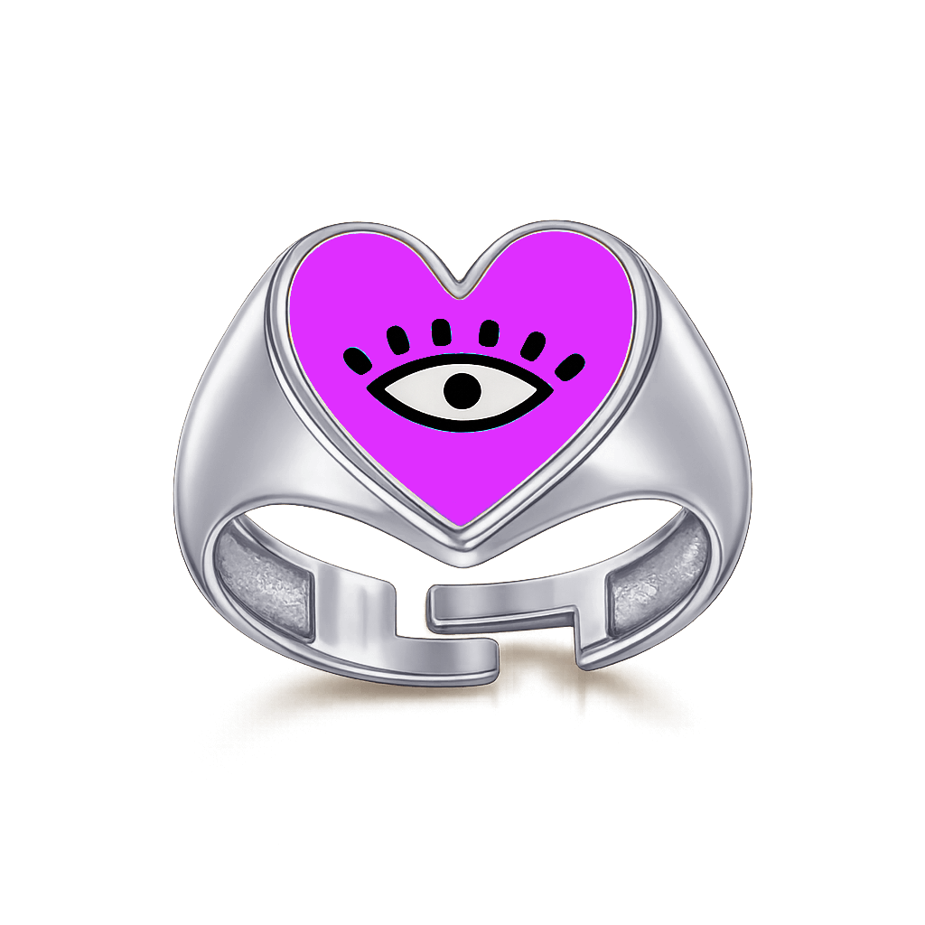 Heart Eye Enamel Ring