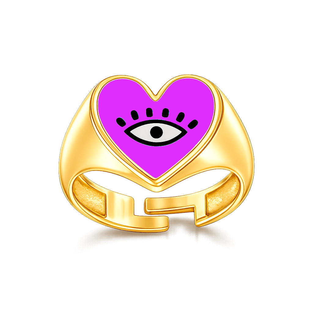 Heart Eye Enamel Ring