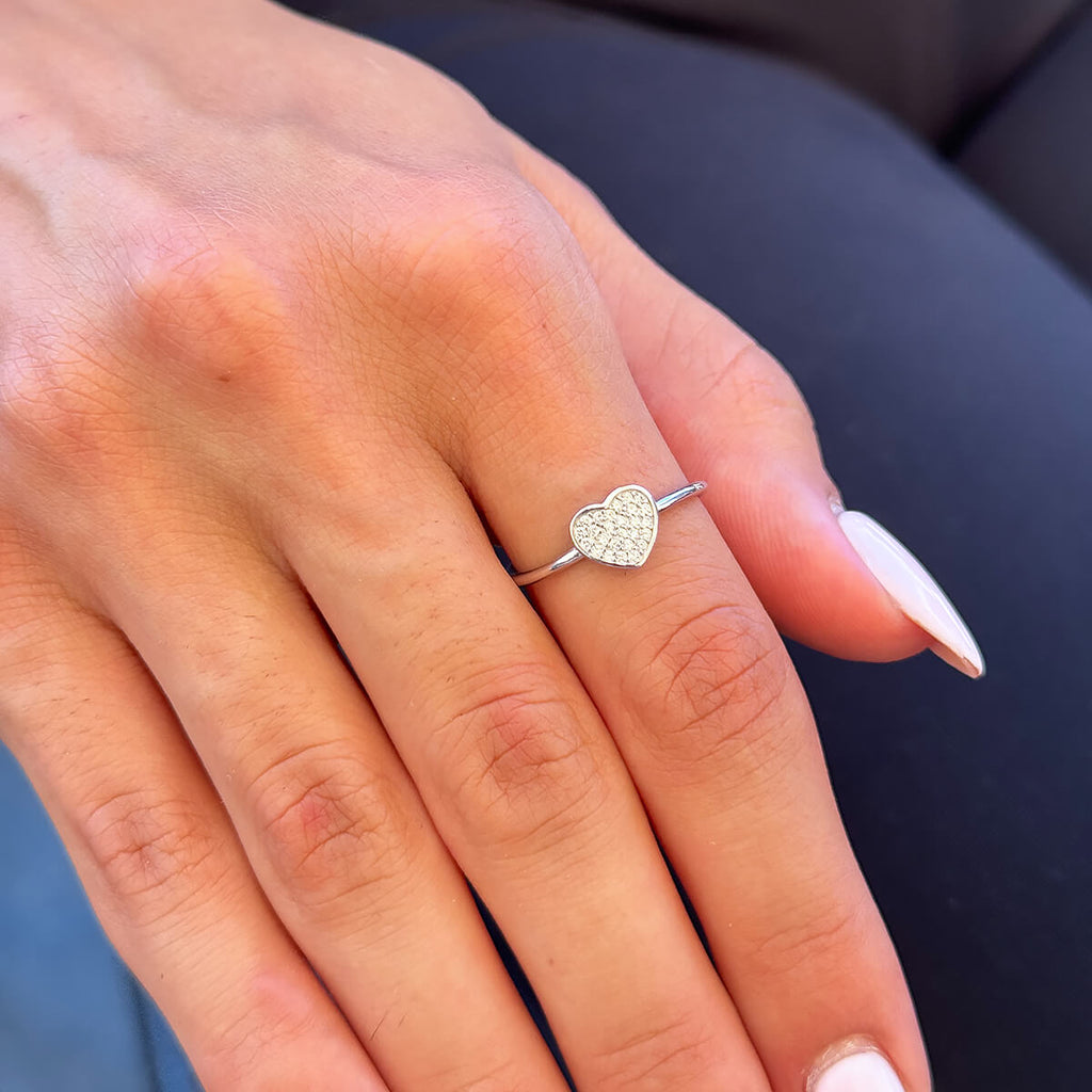 Heart Pave Diamond Ring